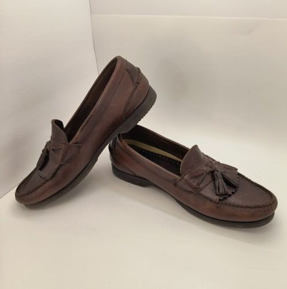 Hush Puppies Brown Men's Vintage Loafers Leather With Tassel Detail Size 11.5M